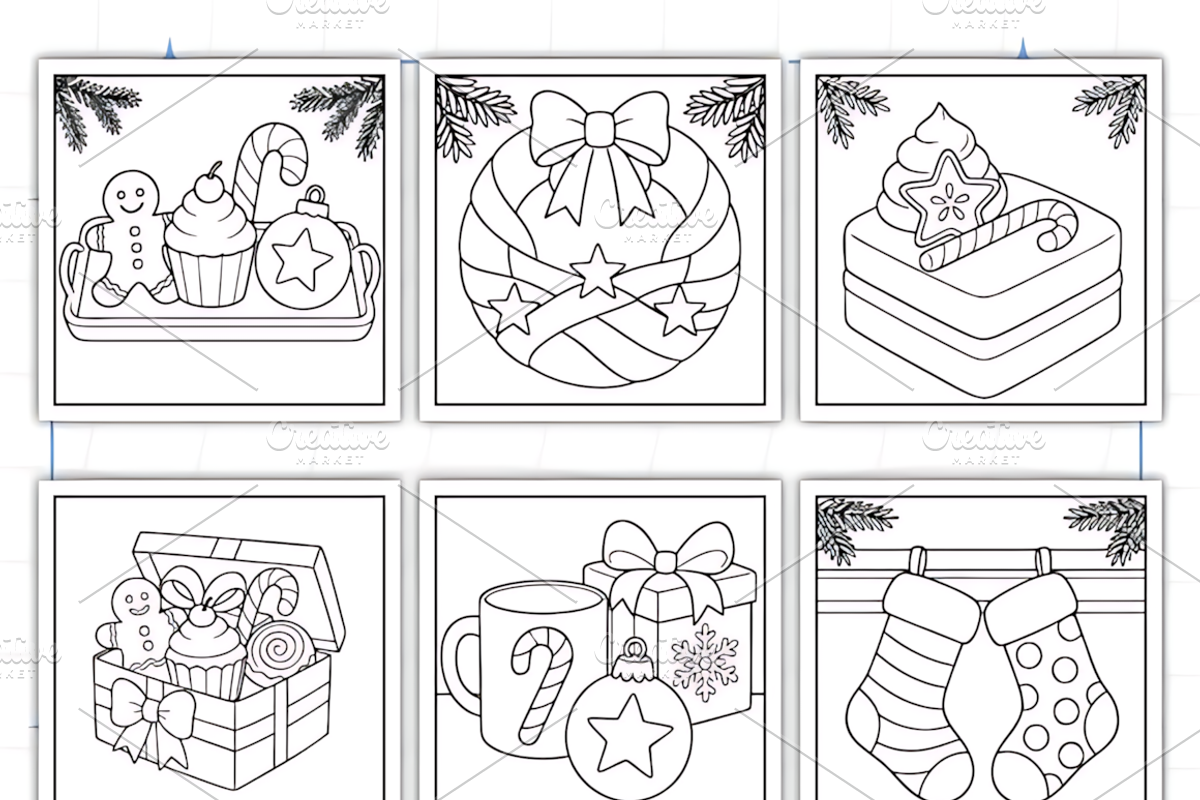 Cozy Christmas Closeups Coloring, a Seasonal Illustration by Design Station (Photo 8 of 8)