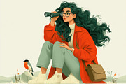 Birdwatcher with binoculars in nature illustration, a Person Photo by José Manuel Gelpi (Thumbnail 1 of 2)