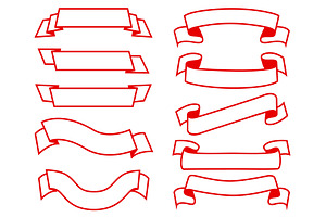 Contour frames made of red ribbons, an Illustration by Vectorbuum