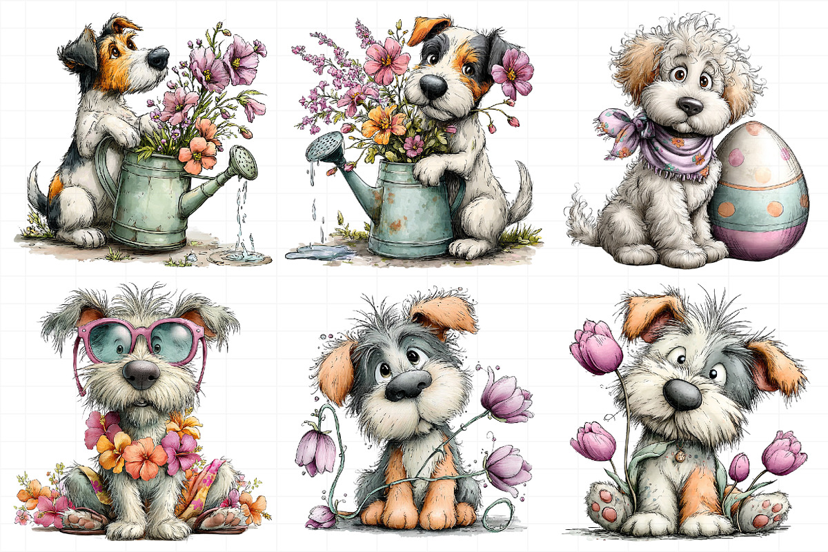 Spring Dog Clipart Set Bundle, an Illustration by Daily.Designs (Photo 4 of 7)