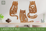 Cute Cats. Home decor. SVG Laser cut, a Templates & Theme by Lerina Art (Thumbnail 1 of 2)