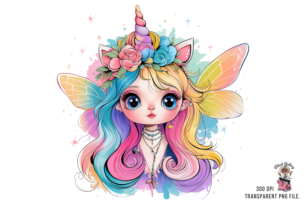 Rainbow Fairy Girl PNG Bundle, a Graphic by Clipart Bloom (Photo 8 of 11)