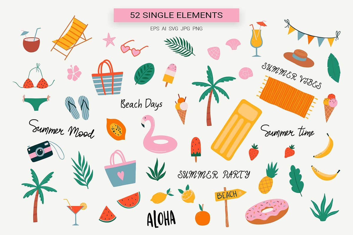 Summer Beach Clipart & Patterns Set, a Seasonal Illustration by Irina Ostapenko (Photo 2 of 10)