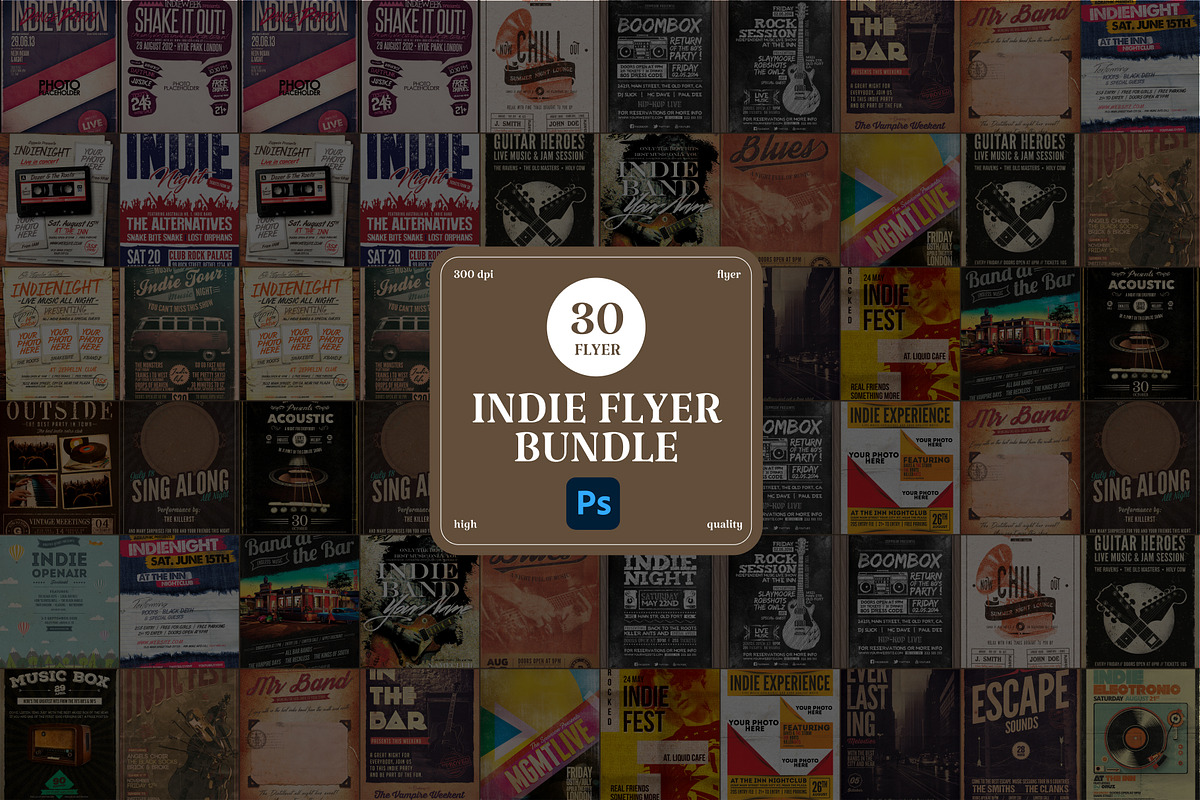 30 Indie Flyer Bundle, a Design Template by PopotLane (Photo 1 of 3)