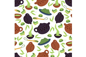 Matcha green tea seamless pattern, a Food Illustration by Vectorbuum