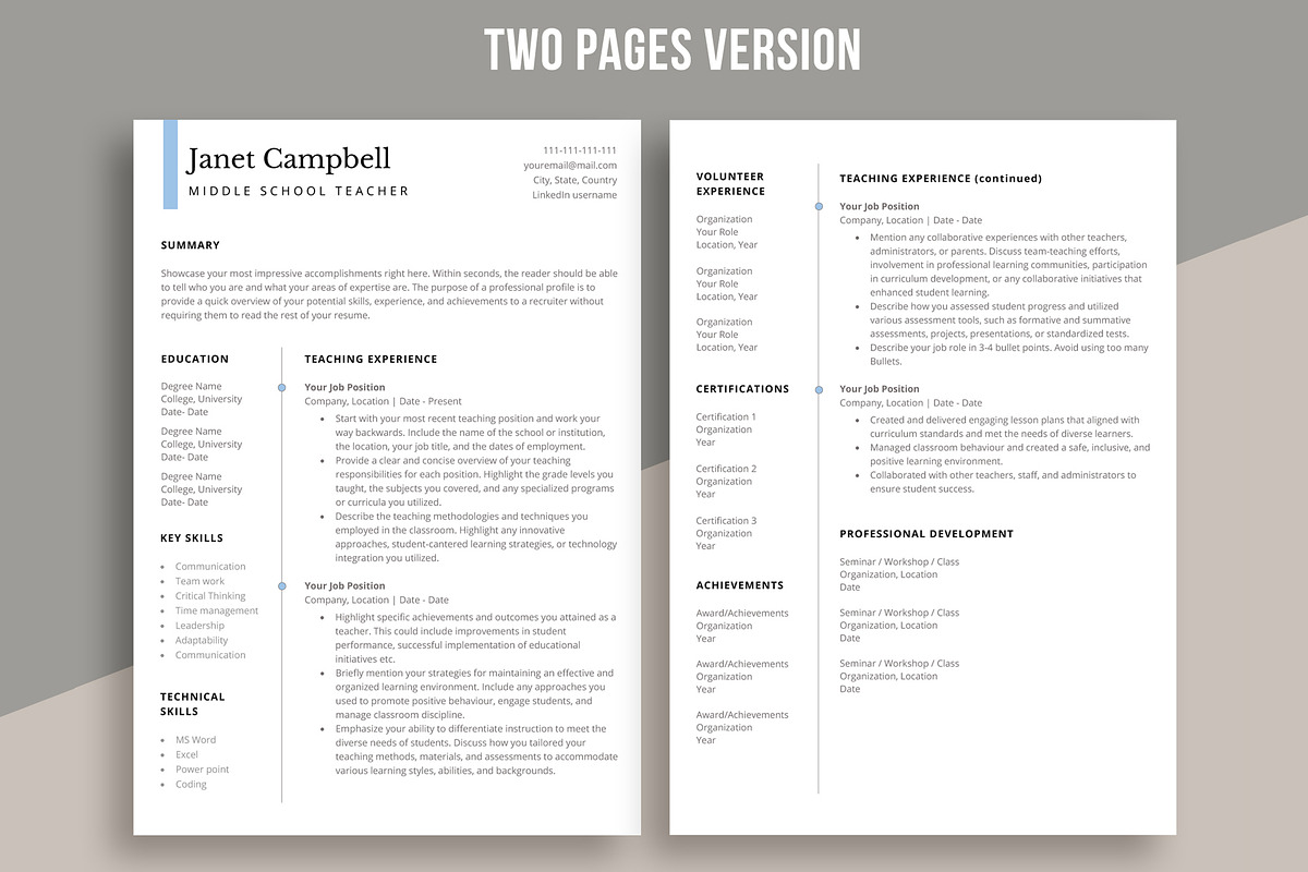 Resume Template word | Educator CV, a Resume Template by aivos (Photo 3 of 7)