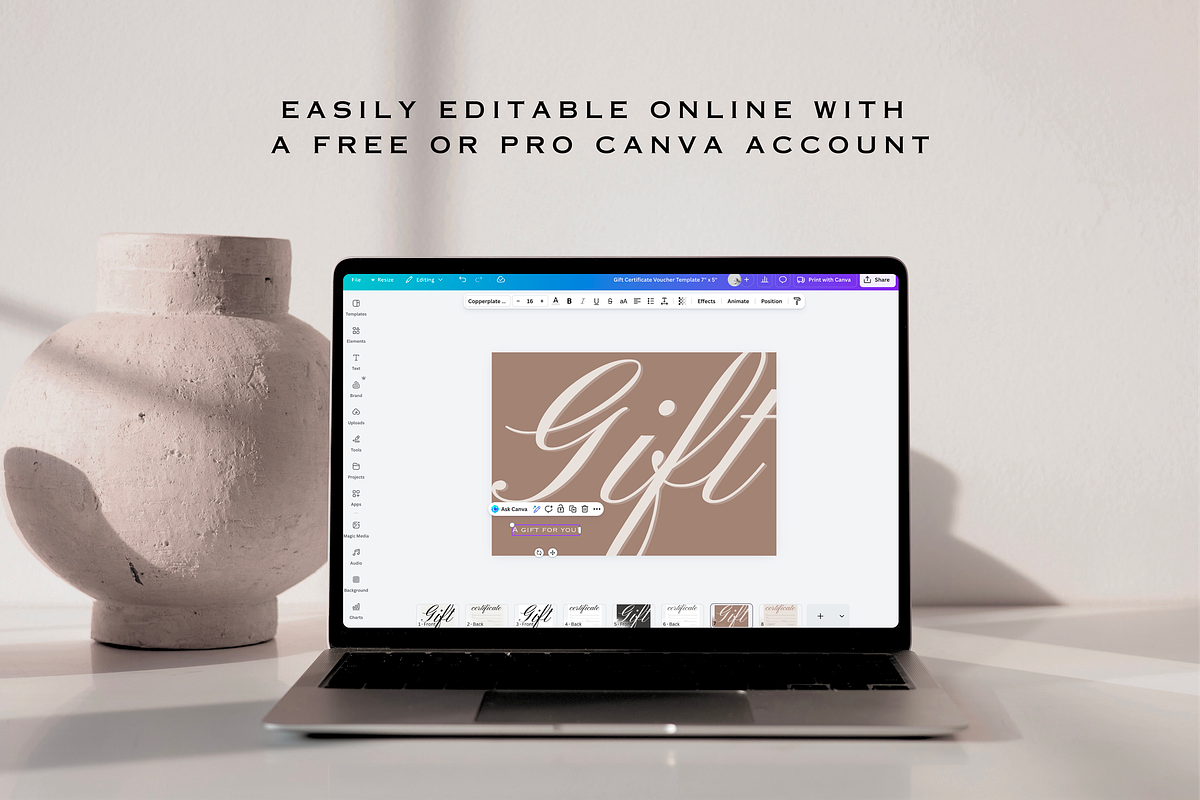 Chic Gift Certificate Template, a Card Template by LePosey Studio (Photo 5 of 6)