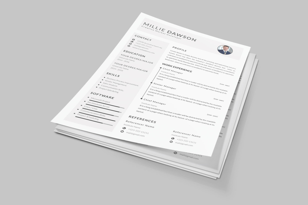 Resume Template and Cover Letter, a Resume Template by designvillage (Photo 2 of 13)