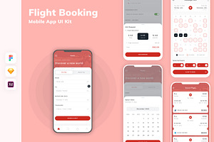 Flight Booking Mobile App UI Kit, an UI Kit Template by uicube