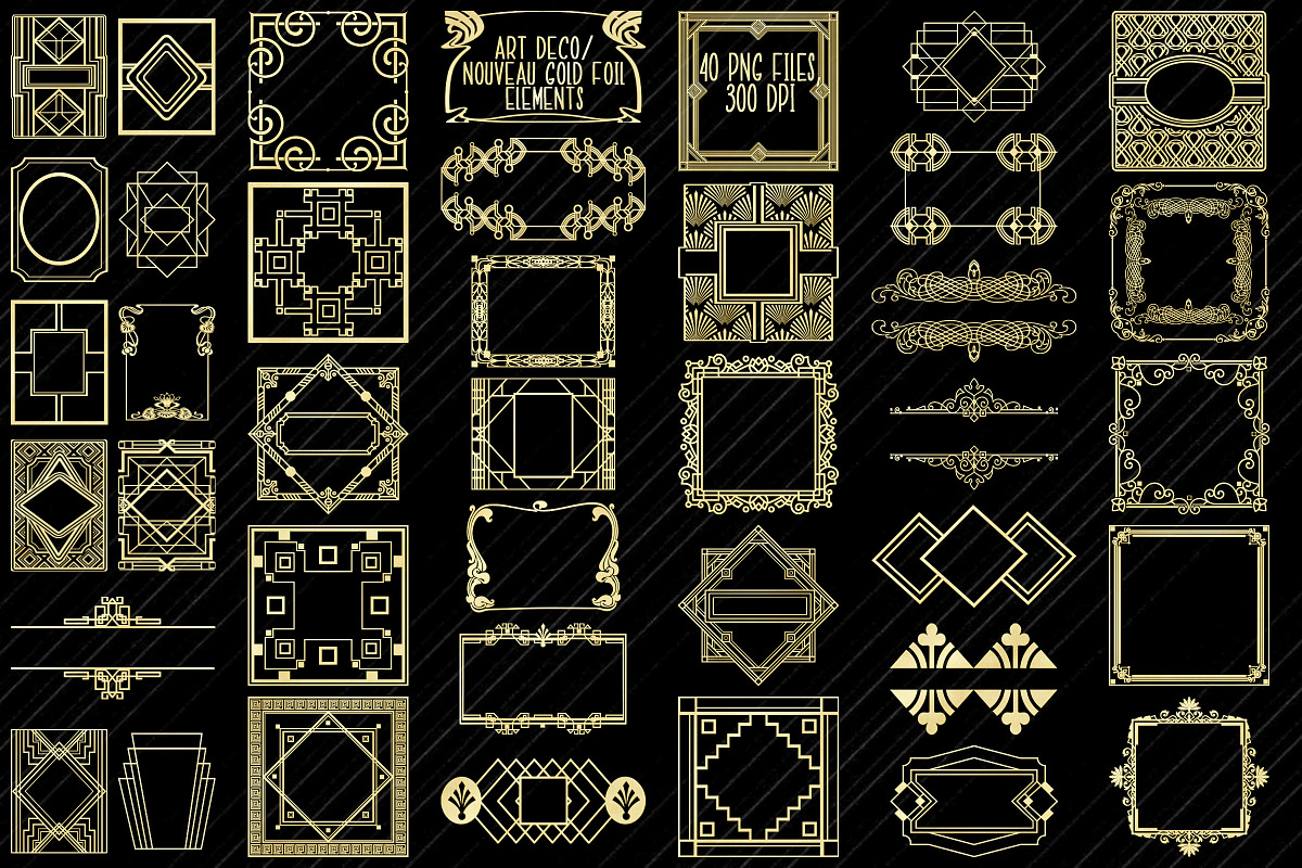 Art Deco/Nouveau Gold Foil Elements, an Illustration by FrankiesDaughtersDesign (Photo 1 of 4)