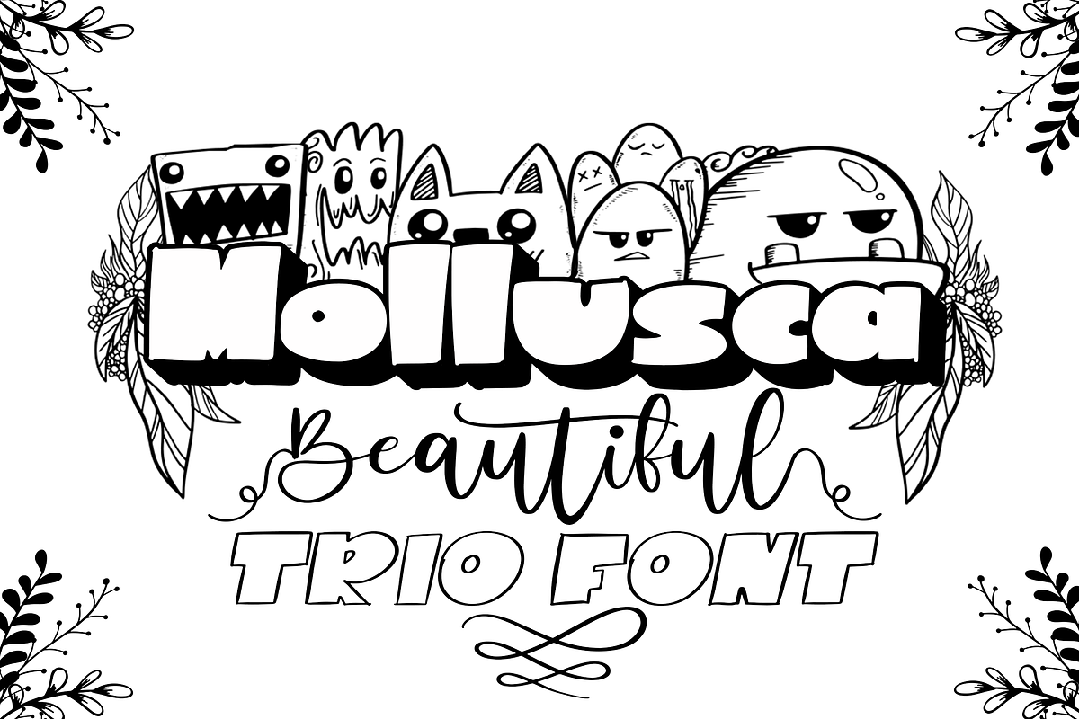 Mollusca Font Trio | Dingbats Doodle, a Script Font by Ardana Creative (Photo 2 of 15)