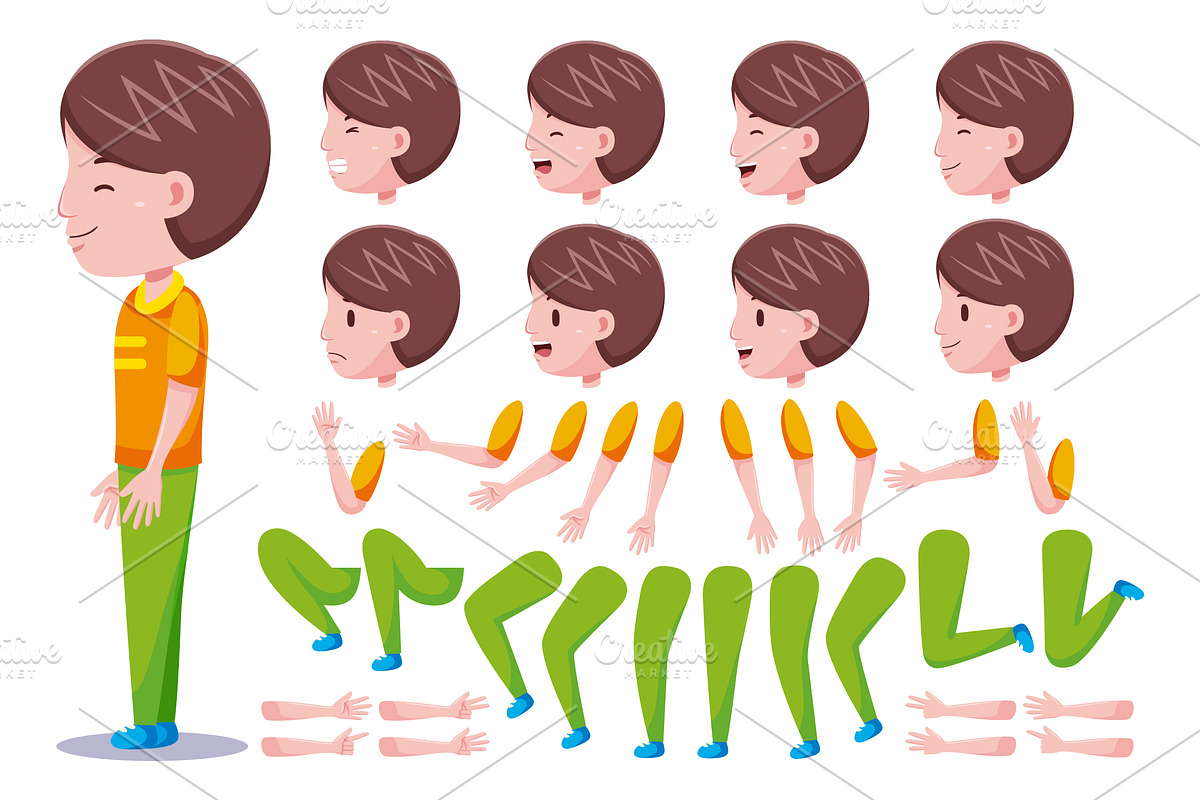 Left View Cute Boys Characters Pack, an Object Graphic by MEDZ (Photo 2 of 5)