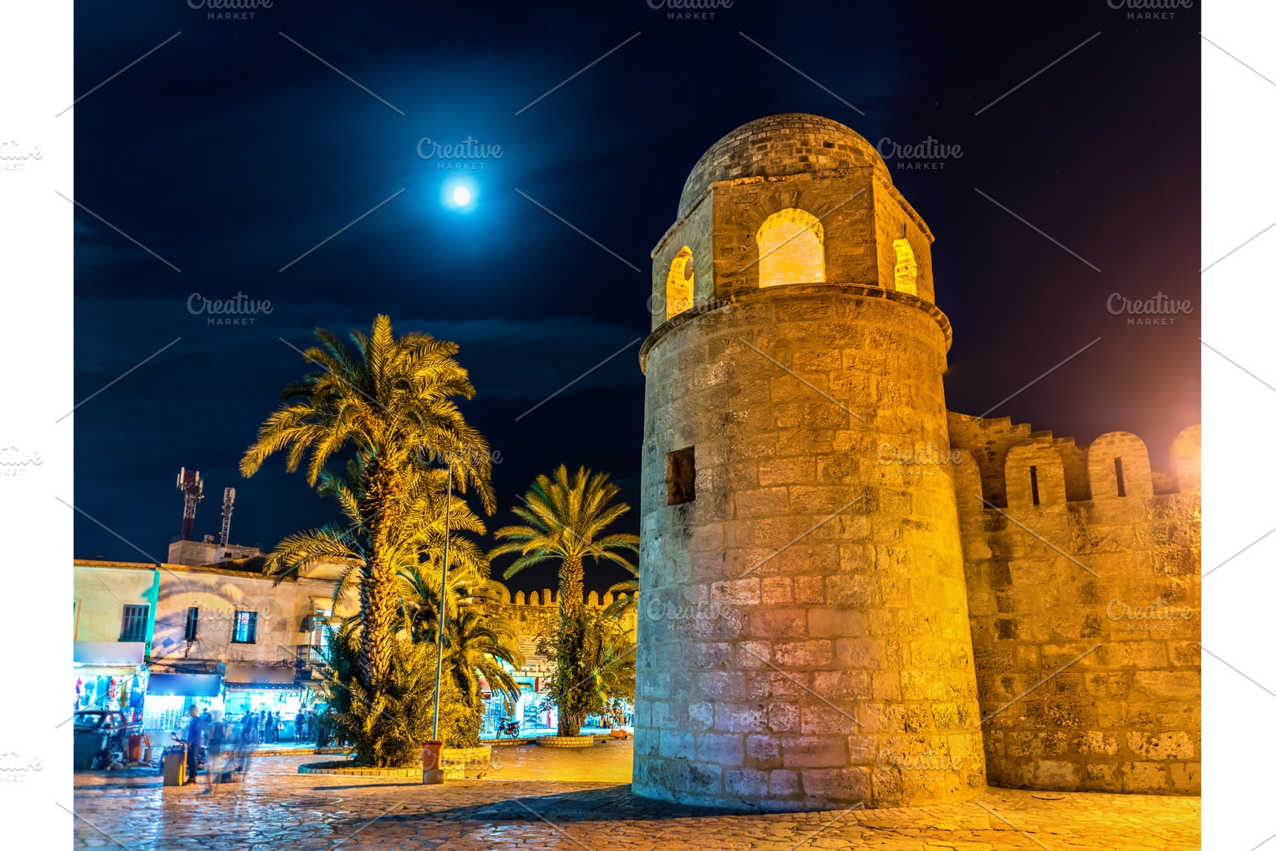 The great mosque of sousse at night tunisia featuring tunisia, africa, and, an Architecture Photo by Leonid Andronov