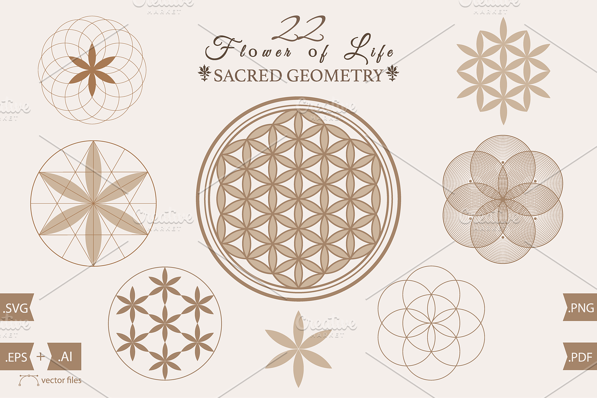 Flower of Life set Sacred Geometry, an Object Graphic by GraphicRedStudio (Photo 1 of 3)
