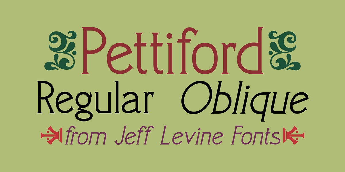Pettiford JNL, a Font by Jeff Levine Fonts (Photo 1 of 5)