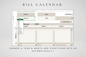 Bill Calendar Excel Template