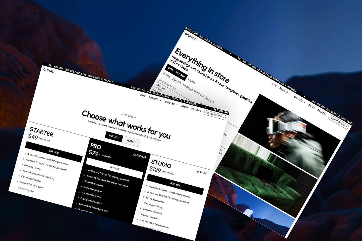 Gestalt Framer E-Commerce Template, a Templates & Theme by Huehaus Studio (Photo 2 of 4)