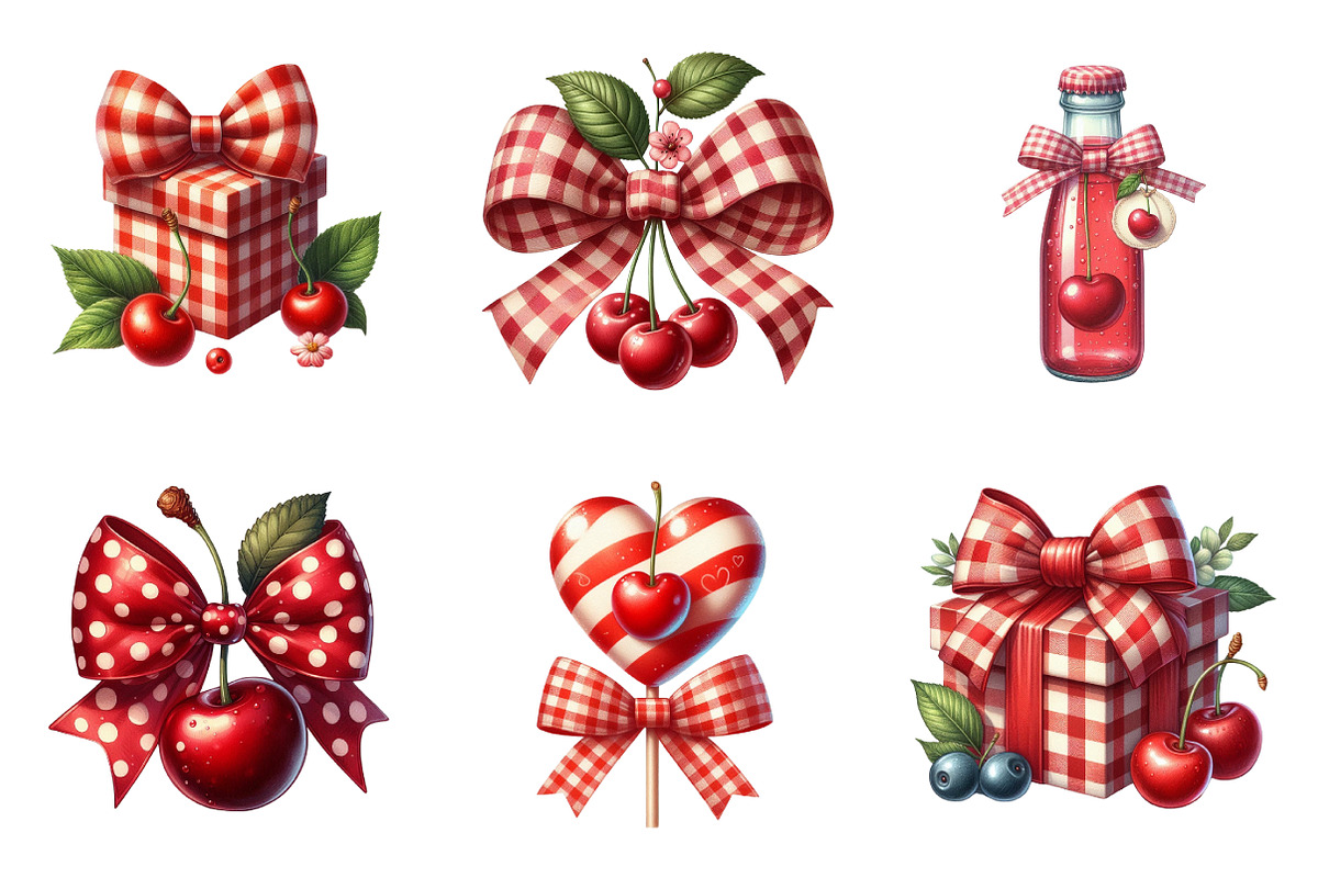 Watercolor Red Bow Cherry PNG, an Illustration by SinaCreation (Photo 3 of 7)