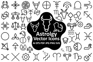 Mystical Symbols Astrology Icons set, an Icon by Vector Portal
