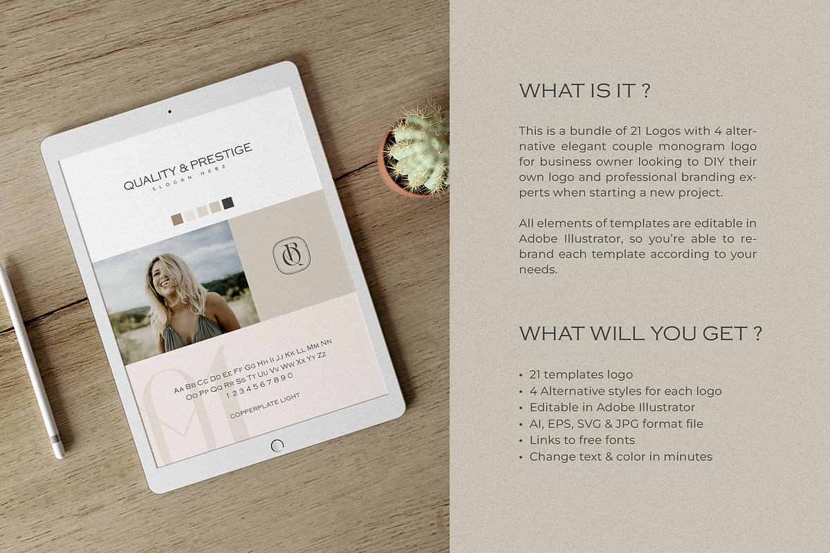 Elegant Couple Monogram Logo, a Branding & Logo Template by Rukuru Studio (Photo 2 of 6)