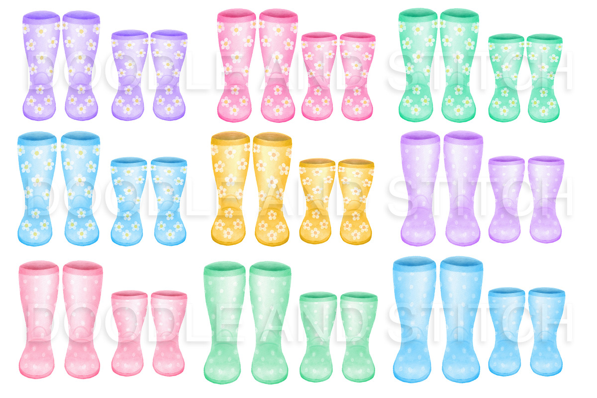 Watercolor Welly Boots Clipart, an Illustration by Doodle and Stitch (Photo 2 of 4)