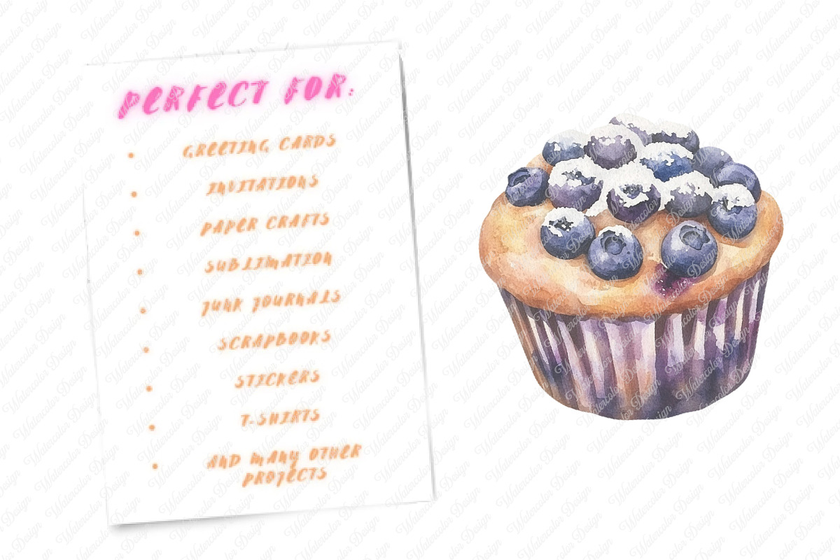 Pastries Watercolor Clipart Set, an Illustration by Watercolor design (Photo 9 of 12)