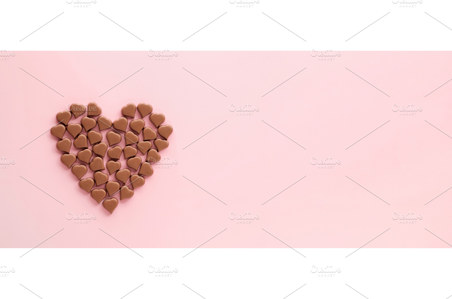 Chocolate hearts banner, flatlay, a Food & Drink Photo by Fascinadora