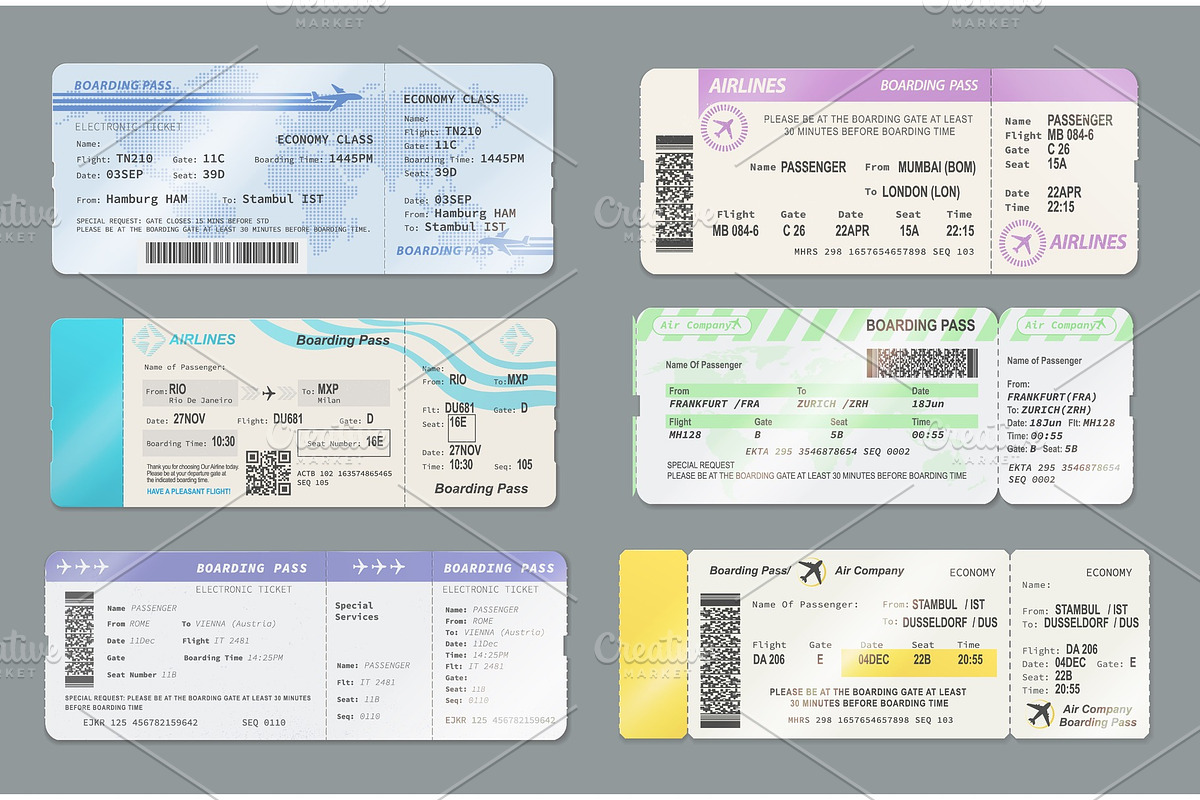 Boarding pass tickets, a Transportation Illustration by Vector Tradition