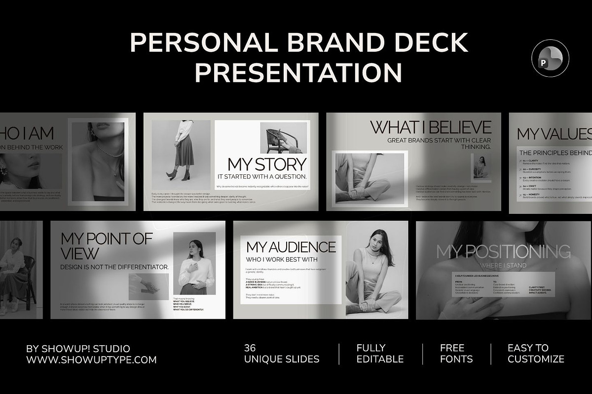 Personal Brand Deck - PowerPoint, a Presentation Template by ShowUp! Studio (Photo 1 of 7)