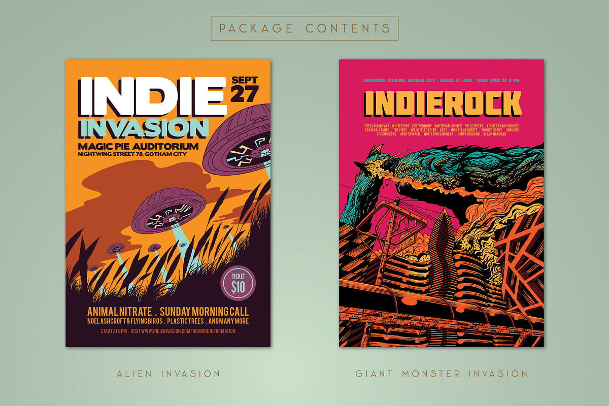 13 Hand Drawn Indie Music Flyers, a Flyer Template by ashenterprise (Photo 5 of 16)