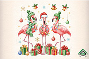 Christmas Flamingo png, an Illustration by Craft Nest (Thumbnail 1 of 6)