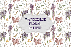 Watercolor flowers pattern