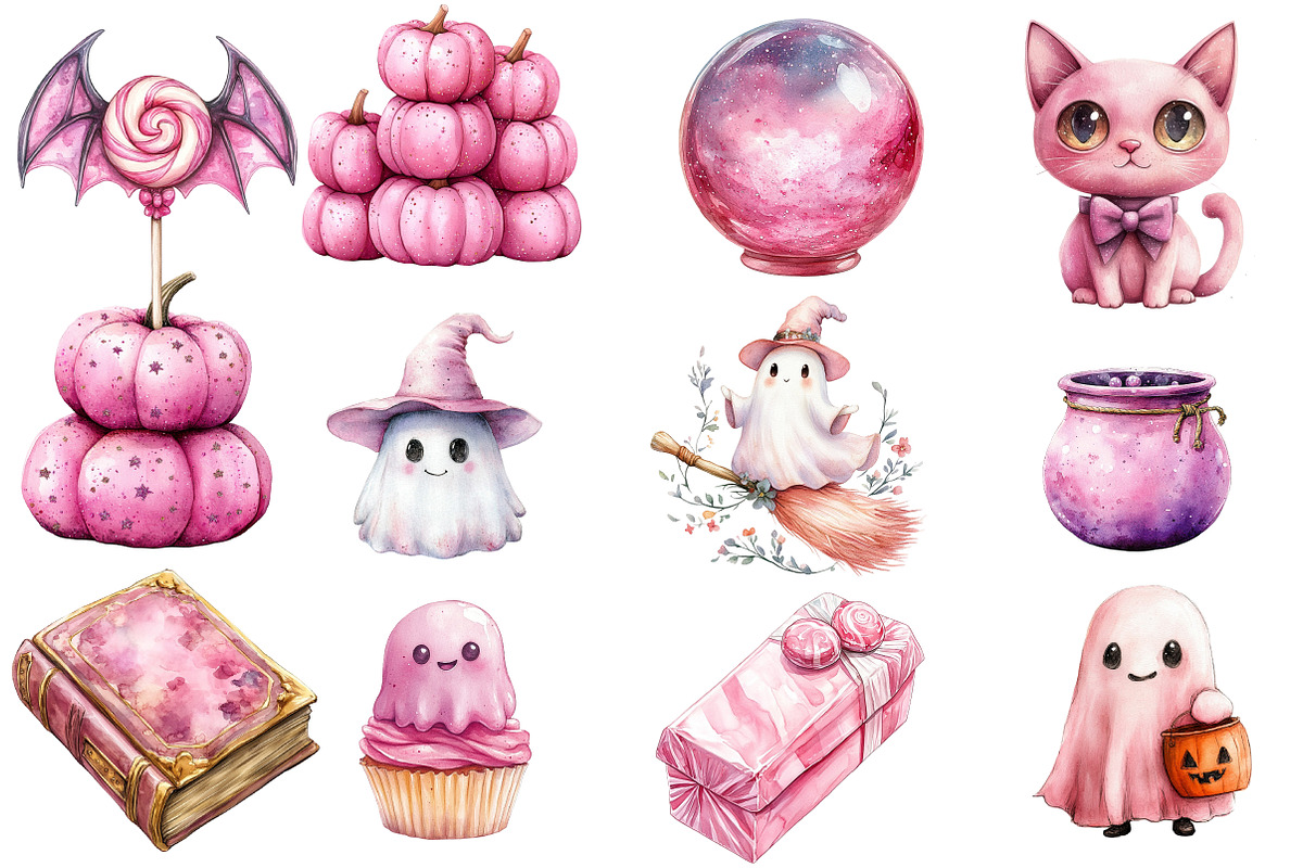 Pink Halloween Sublimation Clipart, an Illustration by Designworld (Photo 2 of 5)