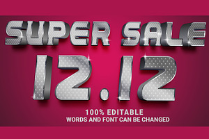 12.12 Sale Vector 3d Editable Text