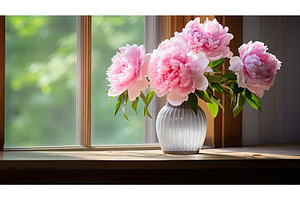 table pink peony ai generated, a Background Photo by pikepicture