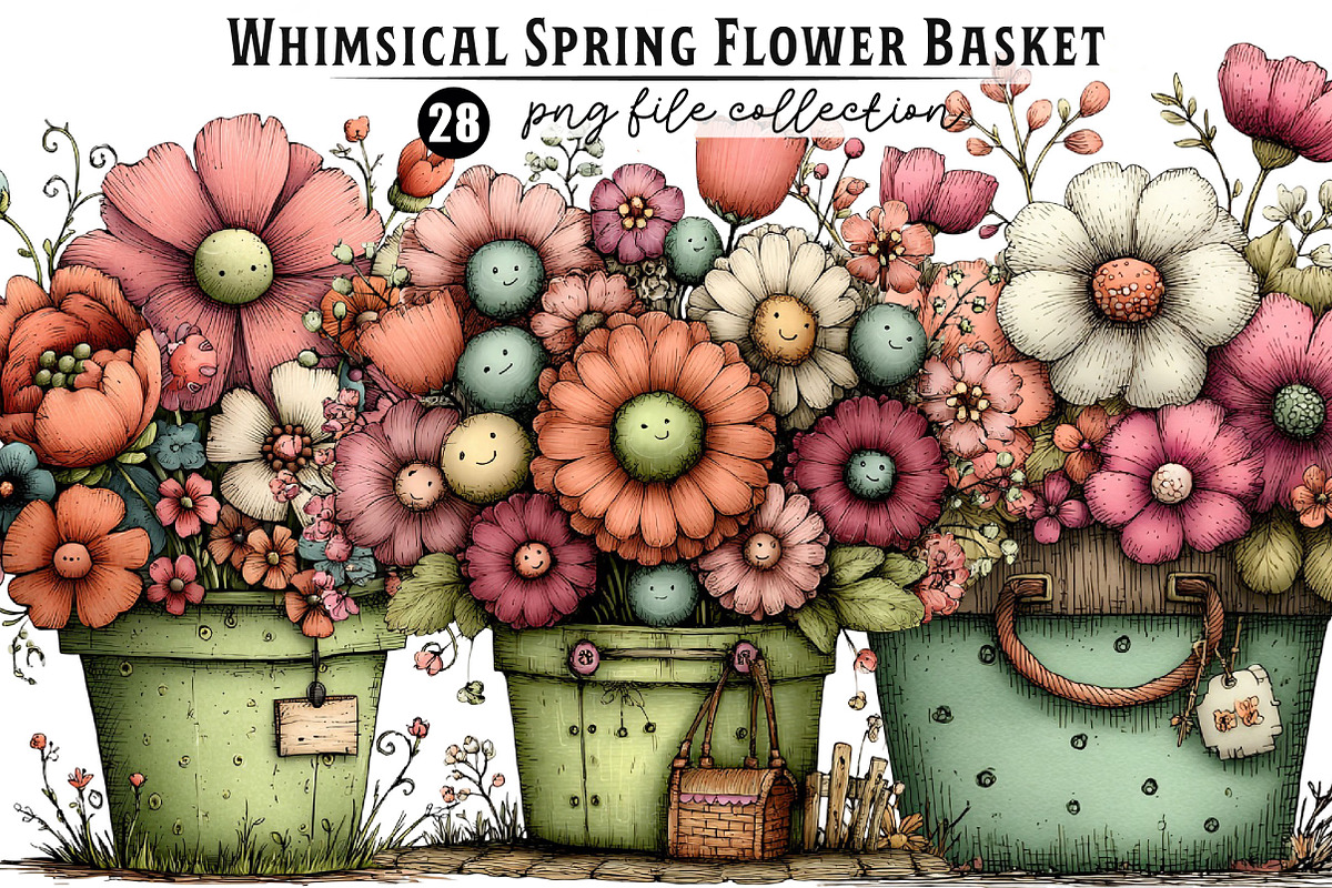 Whimsical Spring Flower Basket, an Illustration by Dream Creation (Photo 1 of 6)