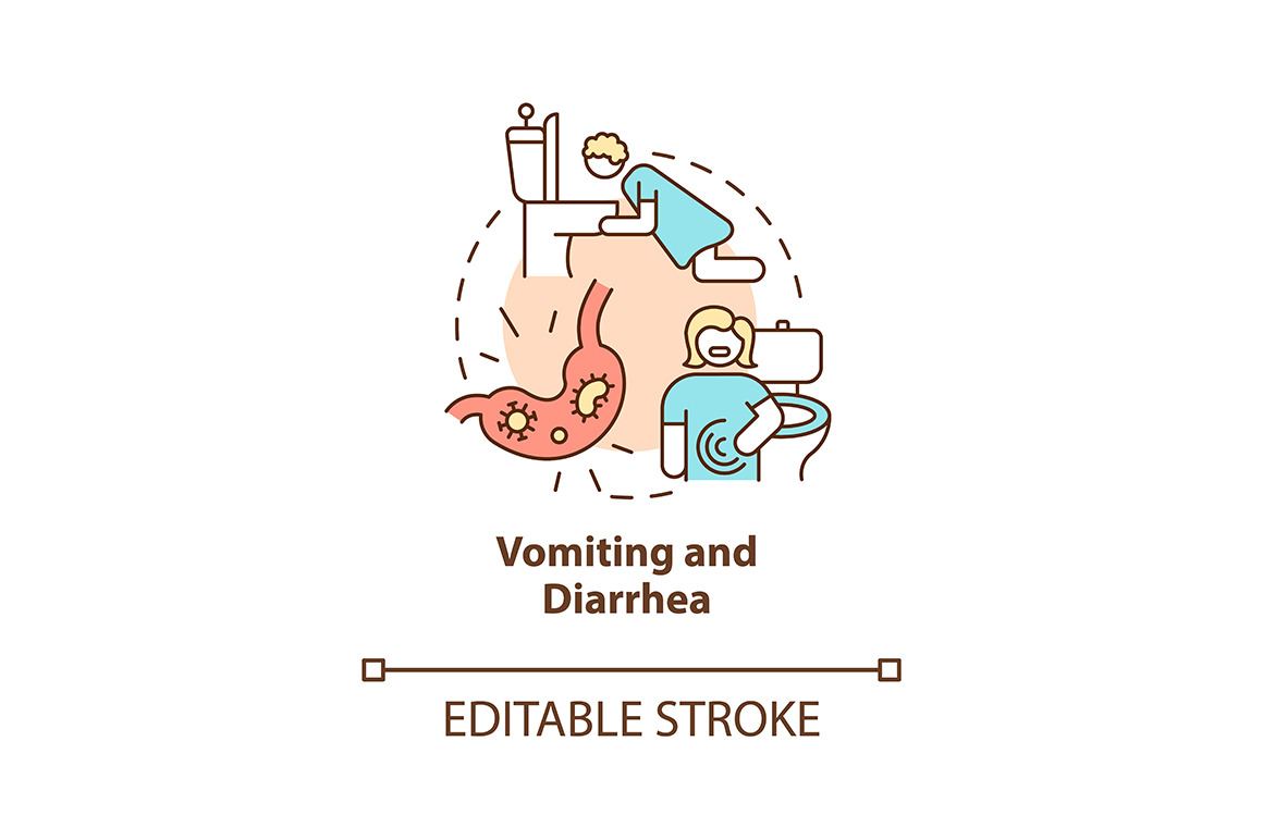 Vomiting and diarrhea concept icon, an Outline Icon by bsd studio ...