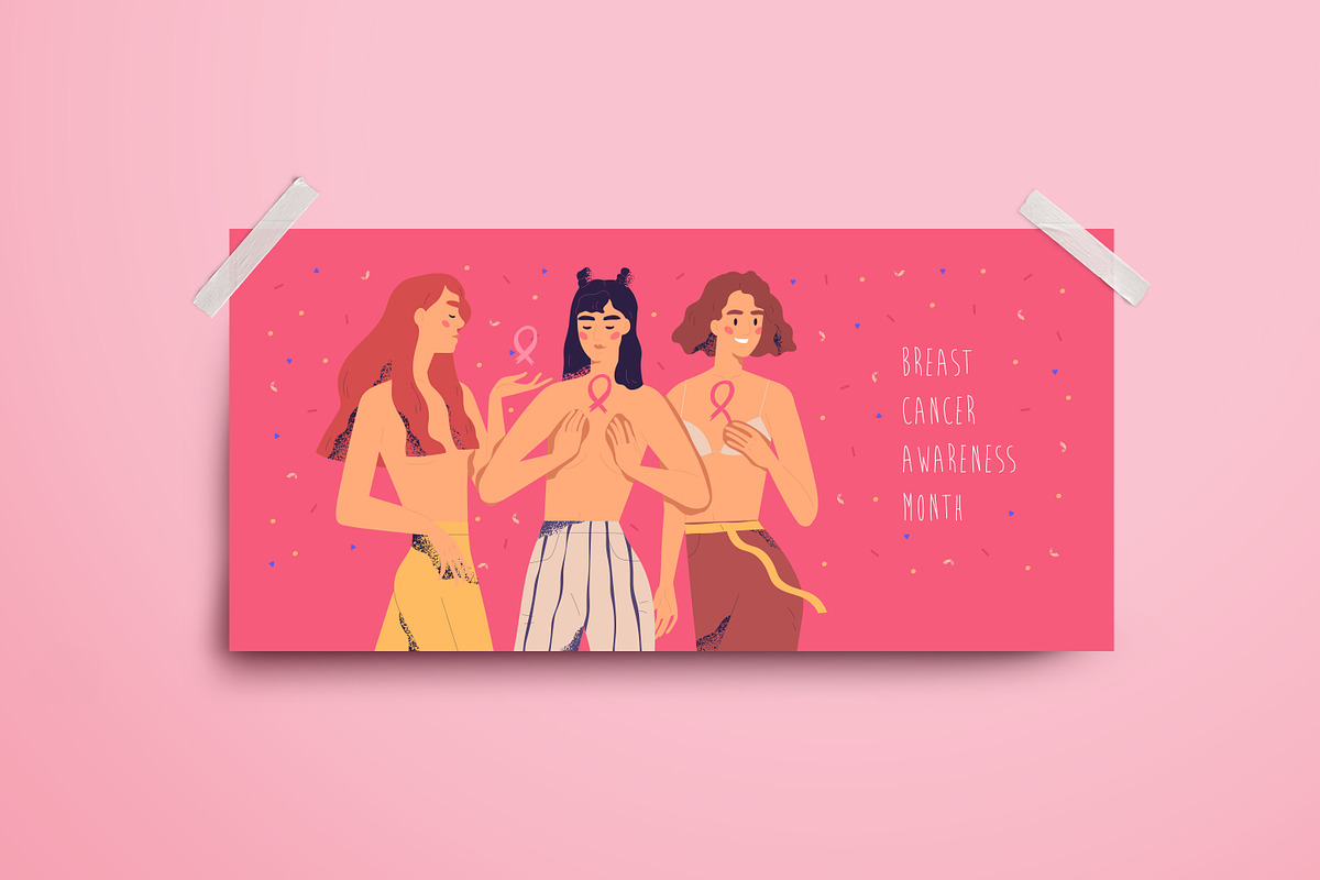 Breast cancer awareness month banner, a Healthcare Illustration by Good Studio (Photo 3 of 3)