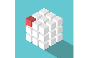 Cube assembled of blocks