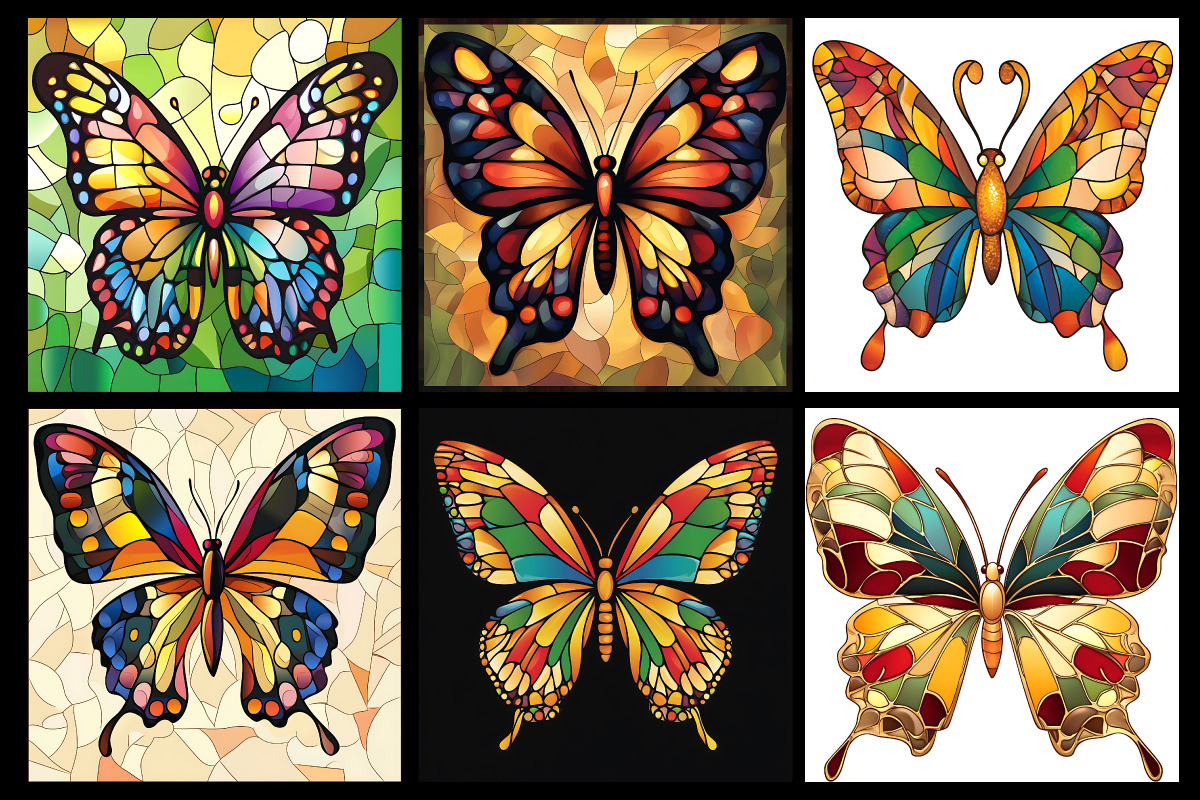 Stained Glass Butterfly Coloring Pag, an Animal Illustration by protabsorkar11 (Photo 6 of 6)