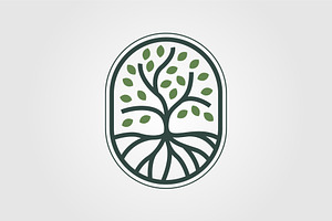 Abstract Tree Minimal Logo Emblem