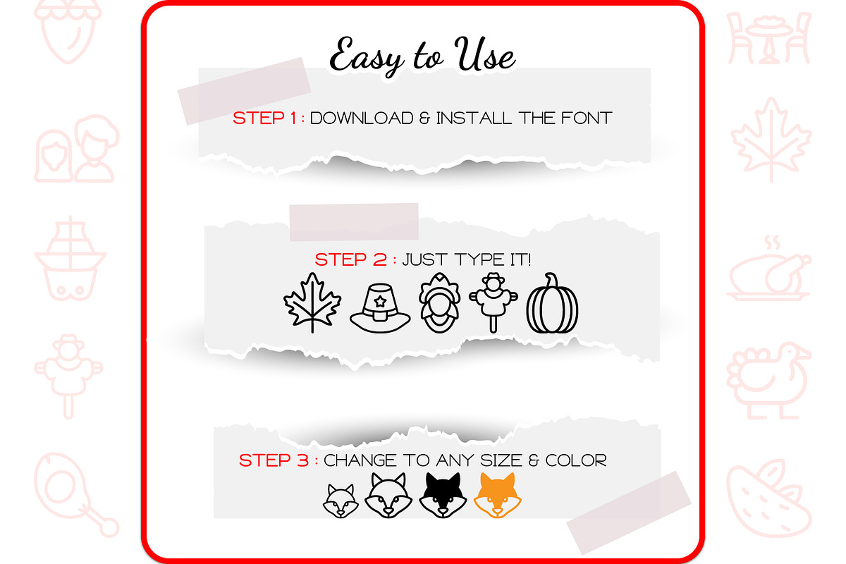 Thanksgiving Icons - Dingbat Font, a Symbol Font by WADLEN (Photo 4 of 7)