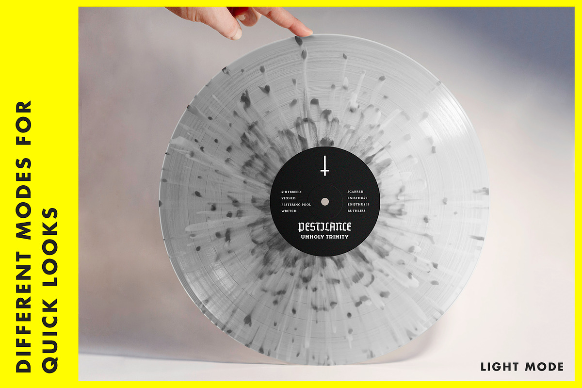 Colored Vinyl Record Mockup, a Product Mockup by Jacob Waites (Photo 2 of 5)