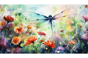 wings water color dragon fly ai, an Animal Photo by pikepicture