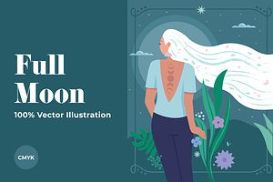 Full Moon Magic, a Person Illustration by @JennyPaintsWithPixels