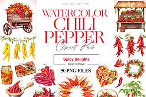 Chili Pepper Clipart, Red Pepper PNG, a Food Illustration by BrushstrokeArtGB