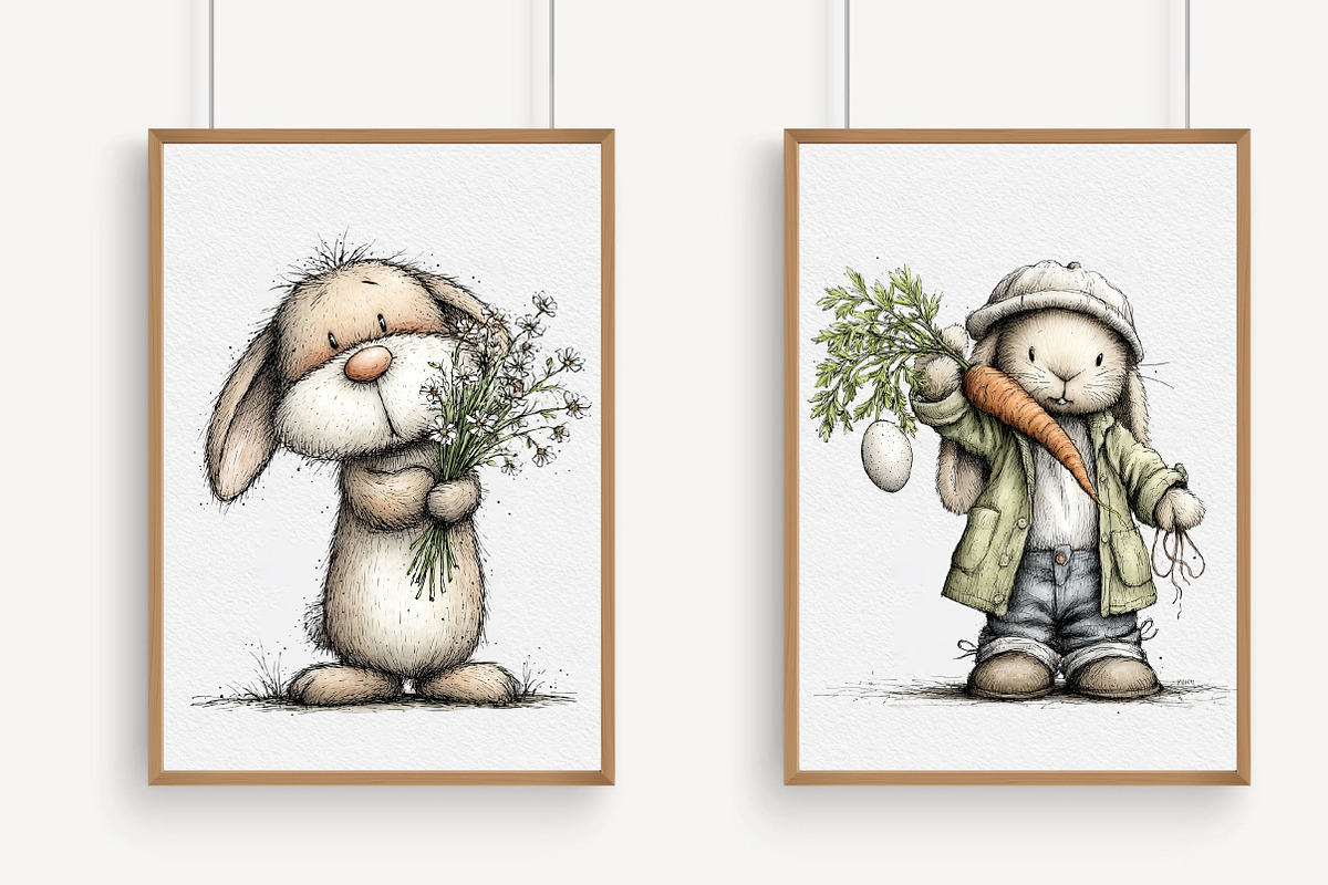Vintage Easter Spring Bunny Clipart, an Illustration by Libby Wishes (Photo 5 of 8)
