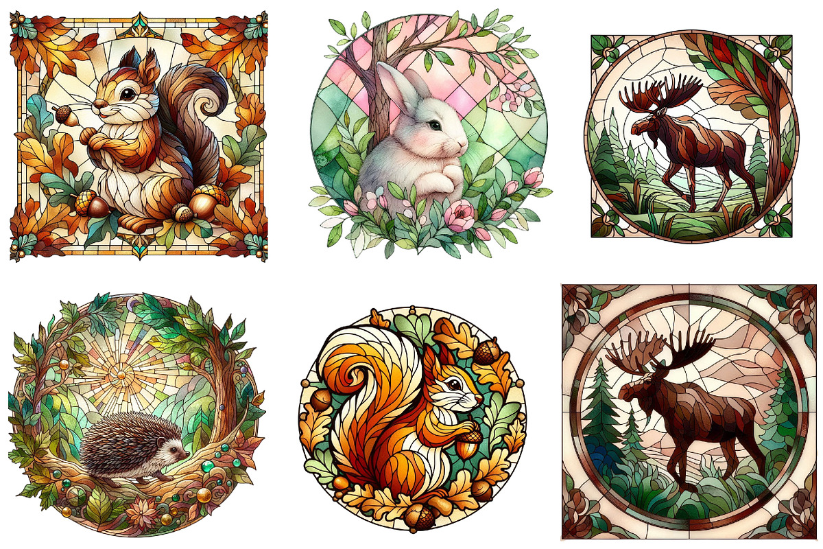 Forest Animals Stained Glass Clipart, a Graphic by CitraGraphics (Photo 3 of 4)