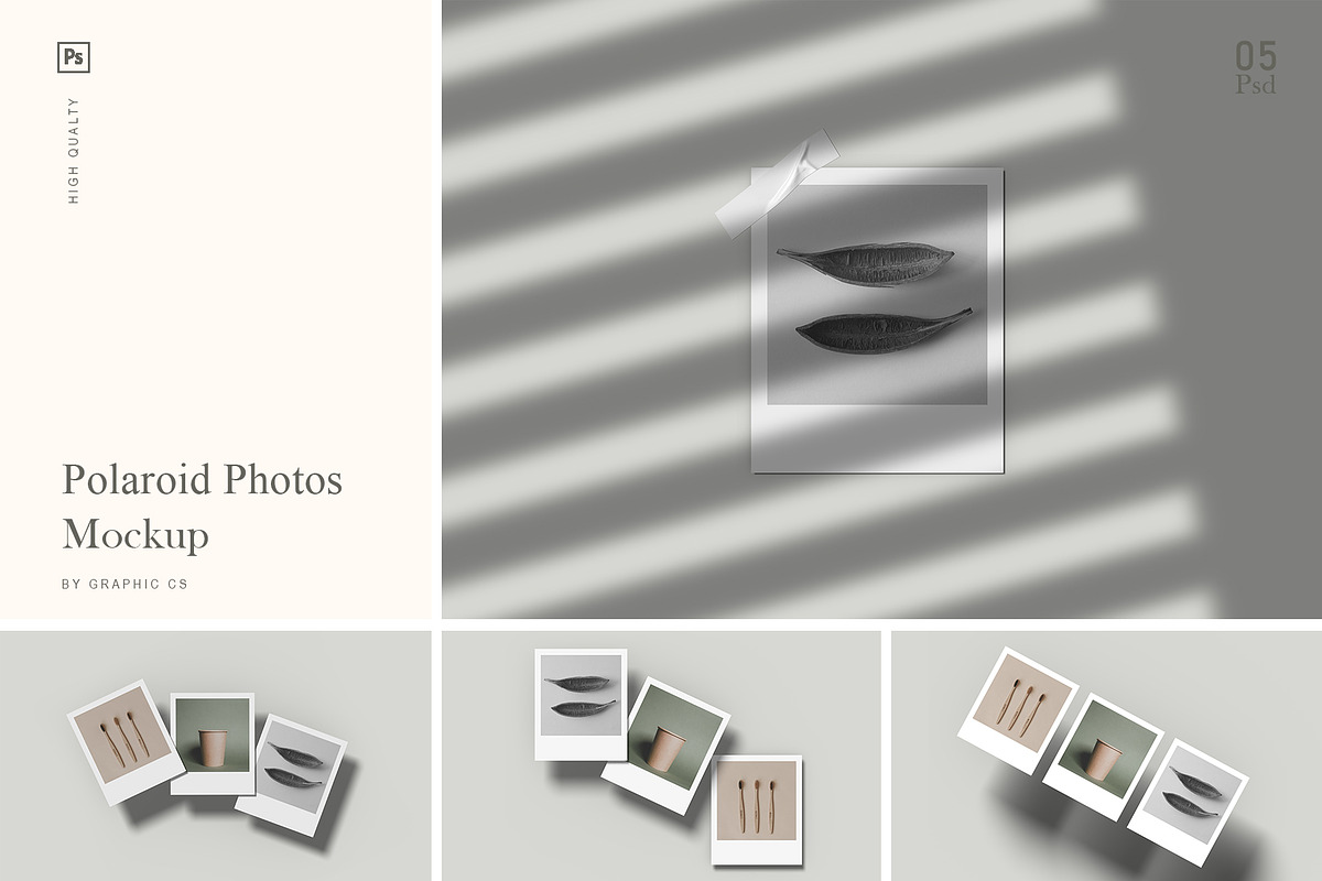 Polaroid Photos Mockup, a Product Mockup by FathirMarz (Photo 1 of 10)