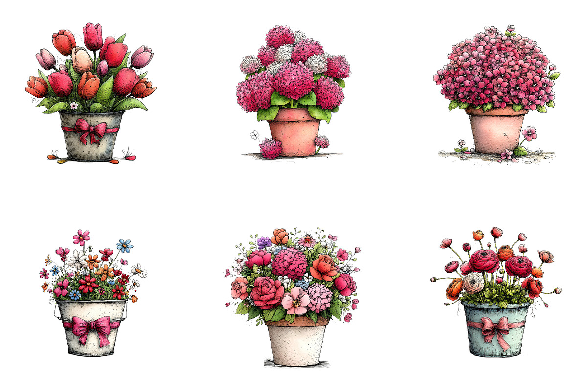 Spring Flower Bucket Sublimation Cli, an Illustration by CreationArt (Photo 7 of 7)